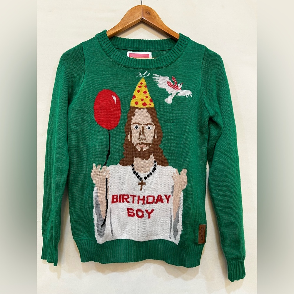 Tipsy Elves Green Knit Sweater - size S